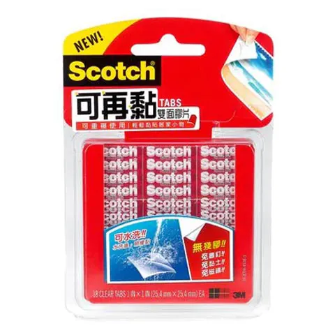 3M Scotch R100可再黏雙面膠片(1*1吋)